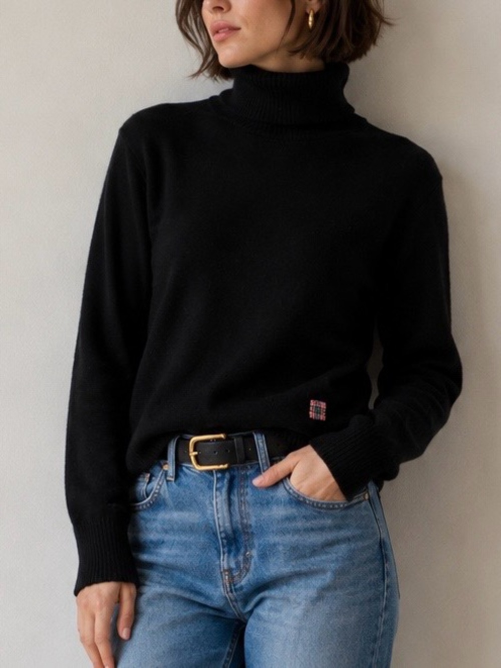 Burberry Black Turtleneck Sweater - 100% Cashmere - size L